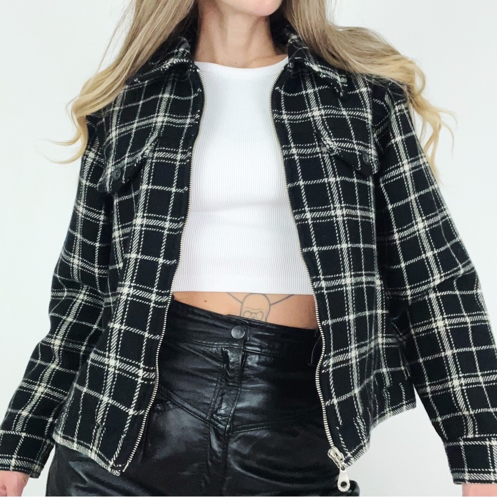 Vintage Express Plaid Jacket in Black | Size M